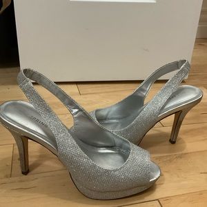 Silver Sparkle Platform Heels Size 9